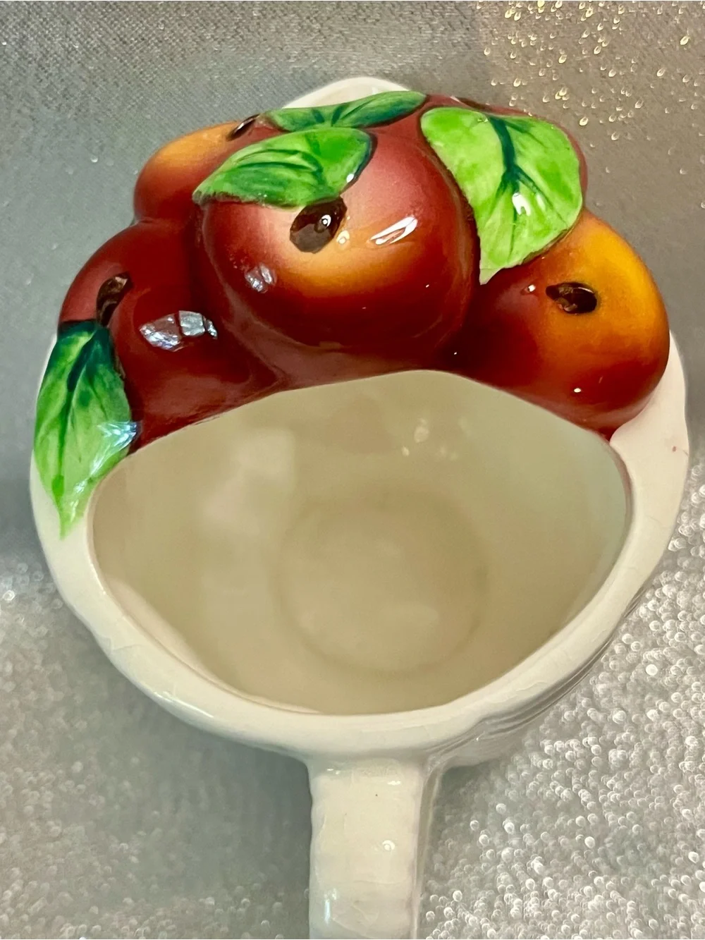Vintage Apples Basket Weave Creamer Pitcher 3D Made in Japan #PY22441